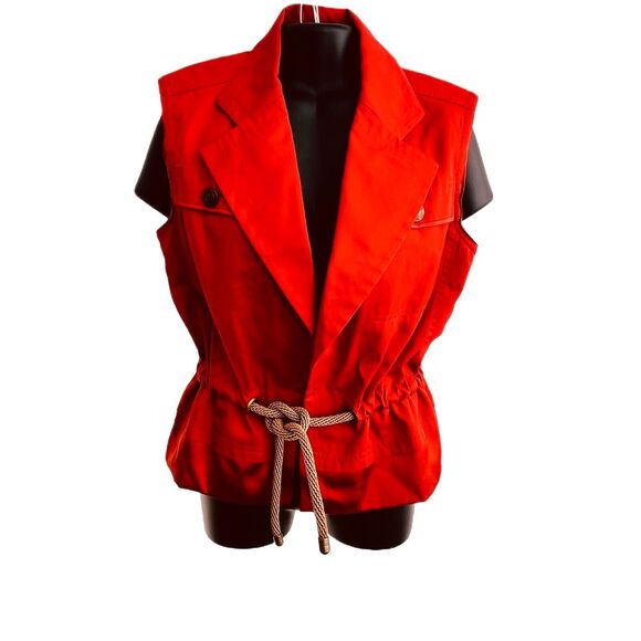 Tom Ford For Yves Saint Laurent 2004 Bright Orange Rope Closure Satin Trim Vest - Picture 1 of 11